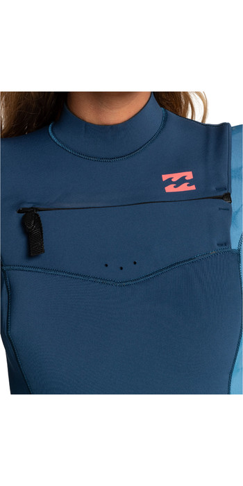 2022 Billabong Womens Synergy 4/3mm Chest Zip Wetsuit Z44G14 - Blue Wave